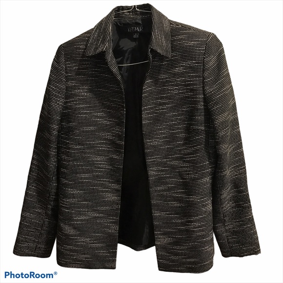 Kasper Women’s Suit Jacket, Size 6, B/W Textured - Picture 1 of 4